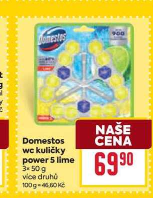 Domestos wc kuličky power 5 lime 3x 50 g