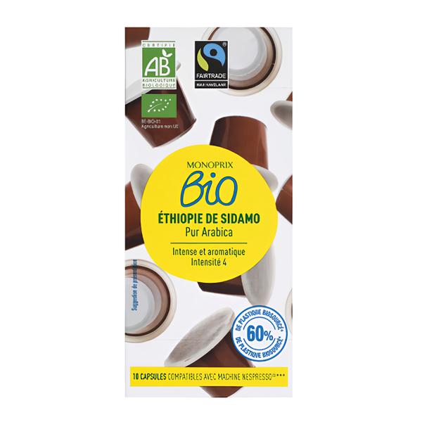 Monoprix Biologique BIO Káva Arabica Etiopie ze Sidamo, 10 kapslí