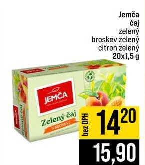 Jemča čaj zelený broskev zelený citron zelený 20x1,5 g