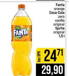 Fanta orange Coca-Cola zero vanilla original Sprite original 1,5l