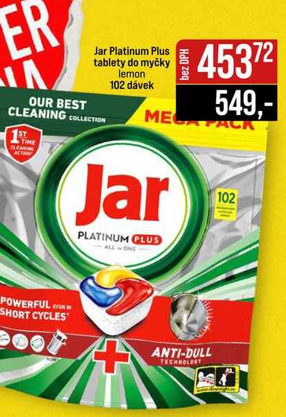 Jar Platinum Plus tablety do myčky lemon 102 dávek JIP