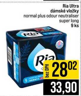 Ria Ultra dámské vložky normal plus odour neutraliser super long 9 ks JIP