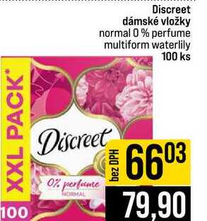 Discreet dámské vložky normal 0% perfume multiform waterlily 100 ks JIP