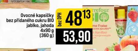Ovocné kapsičky bez přidaného cukru BIO jablko, jahoda 4x90 g 360 g