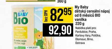 My Baby dětský cereální nápoj od 6 měsíců BIO vanilka 220 g JIP