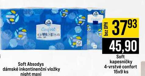 Soft kapesníčky 4-vrstvé confort 15x9 ks JIP