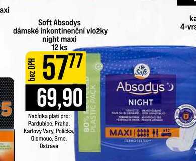 Soft Absodys dámské inkontinenční vložky night maxi 12 ks JIP
