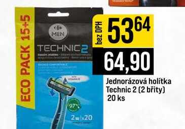 Jednorázová holítka Technic 2 (2 břity) 20 ks JIP