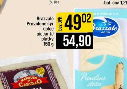 Brazzale Provolone sýr dolce piccante plátky 150 g