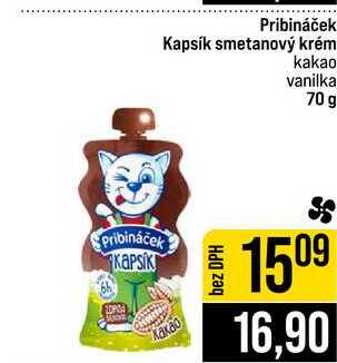 Pribináček Kapsík smetanový krém kakao vanilka 70 g