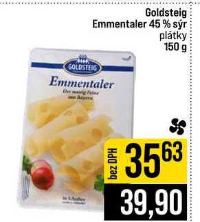 Goldsteig Emmentaler 45% sýr plátky 150 g