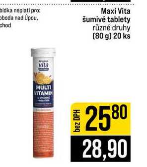 Maxi Vita šumivé tablety různé druhy (80 g) 20 ks