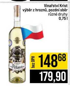 Vinařství Krist výběr z hroznů, pozdní sběr různé druhy 0,75l