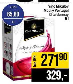 Víno Mikulov Modrý Portugal Chardonnay 5l