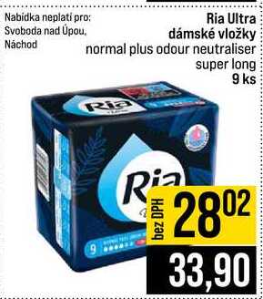 Ria Ultra dámské vložky normal plus odour neutraliser super long 9 ks