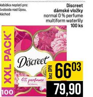 Discreet dámské vložky normal 0 % perfume multiform waterlily 100 ks