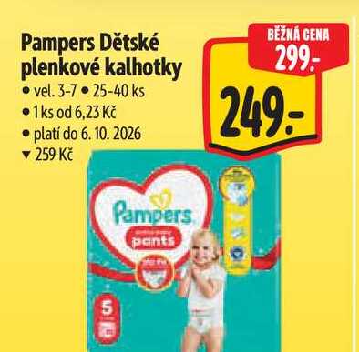 Pampers Dětské plenkové kalhotky  vel. 3-7, 25-40 ks Albert