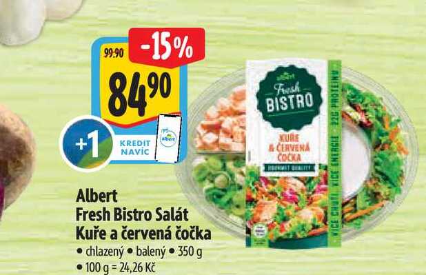 Albert Fresh Bistro Salát Kuře a červená čočka 350 g