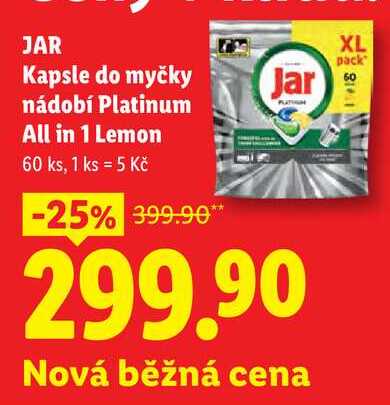 JAR Kapsle do myčky nádobí Platinum All in 1 Lemon, 60 ks