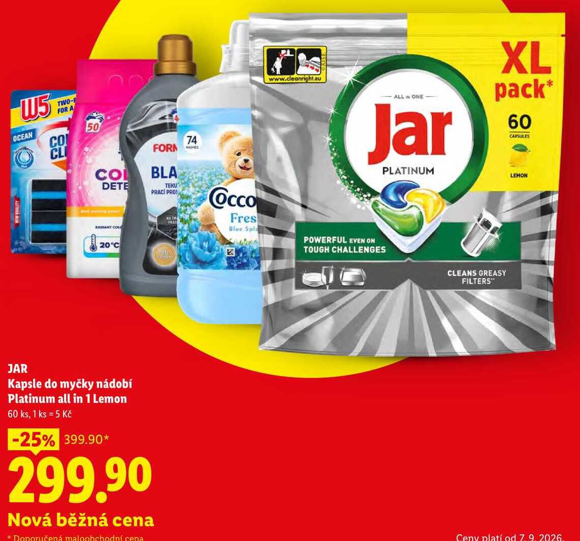 JAR Kapsle do myčky nádobí Platinum all in 1 Lemon, 60 ks Lidl