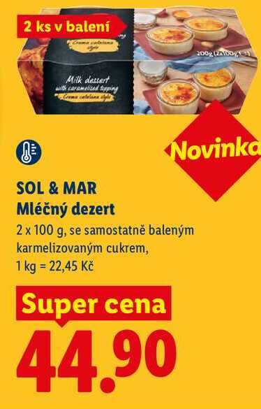 SOL & MAR Mléčný dezert, 2 x 100 g