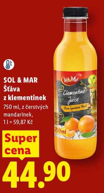 SOL & MAR Šťáva z klementinek, 750 ml