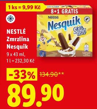 NESTLÉ Zmrzlina Nesquik, 9 x 43 ml
