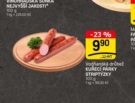 KUŘECÍ PÁRKY STRIPTÝZKY 100 g