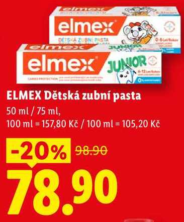 ELMEX Dětská zubní pasta, 50 ml / 75 m Lidl