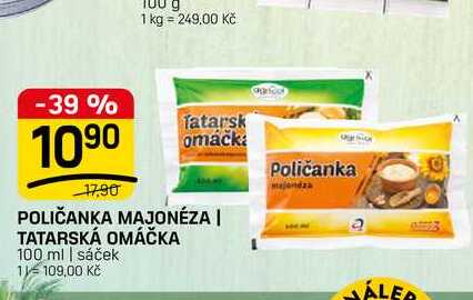 POLIČANKA MAJONÉZA | TATARSKÁ OMÁČKA 100 ml | sáček