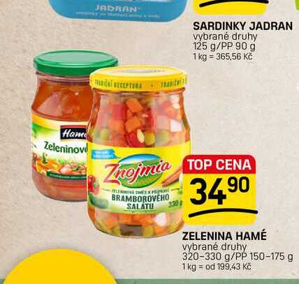 ZELENINA HAMÉ vybrané druhy 320-330 g/PP 150-175 g 