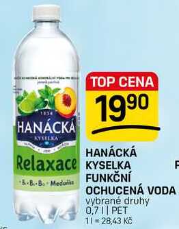 HANÁCKÁ KYSELKA FUNKČNÍ OCHUCENÁ VODA vybrané druhy 0,7l