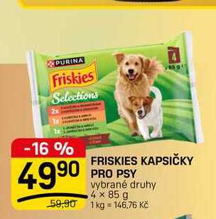 FRISKIES KAPSIČKY PRO PSY vybrané druhy 4 x 85 g
