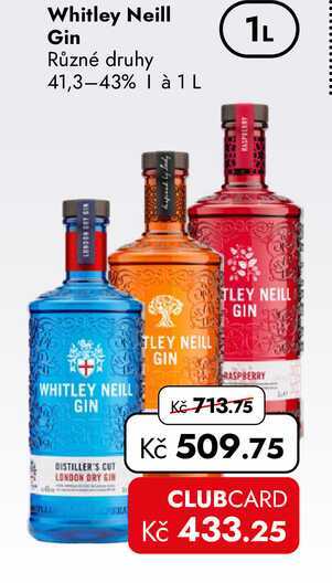Whitley Neill Gin Různé druhy 41,3-43% 1L