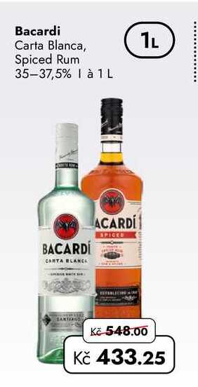 Bacardi Carta Blanca, Spiced Rum 35-37,5% 1L