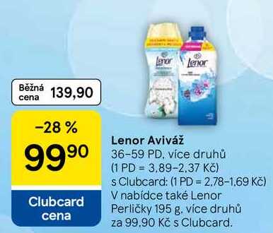 Lenor Aviváž, 36-59 PD, více druhů Tesco