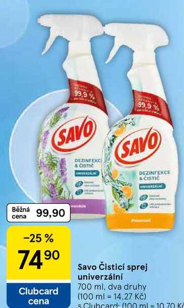 Savo Čisticí sprej univerzální, 700 ml, dva druhy Tesco