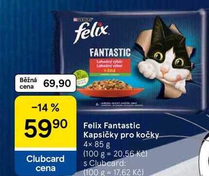 Felix Fantastic Kapsičky pro kočky, 4× 85 g