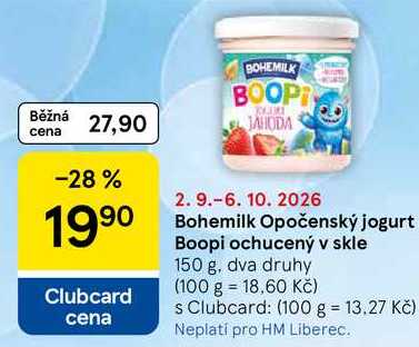 Bohemilk Opočenský jogurt Boopi ochucený v skle, 150 g