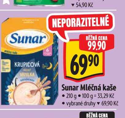 Sunar Mléčná kaše 210 g