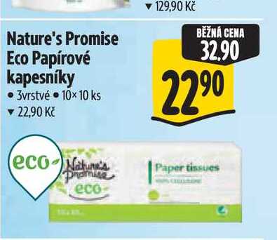 Nature's Promise Eco Papírové kapesníky 3vrstvé  10×10 ks Albert
