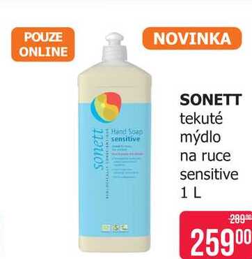 SONETT tekuté mýdlo na ruce sensitive 1 L Teta drogerie