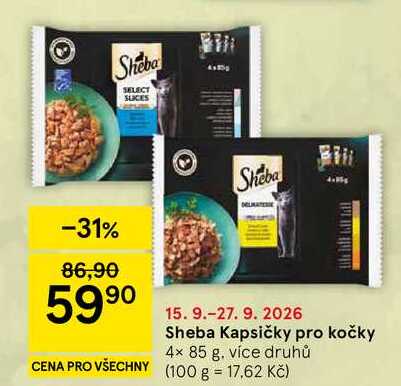Sheba Kapsičky pro kočky, 4x 85 g