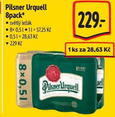 Pilsner Urquell 8pack, světlý ležák, 8x 0,51 11