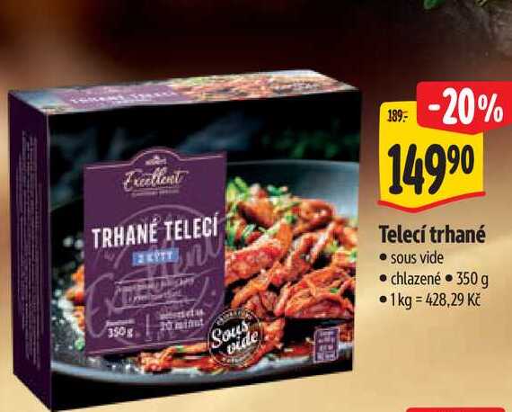Telecí trhané sous vide 350 g
