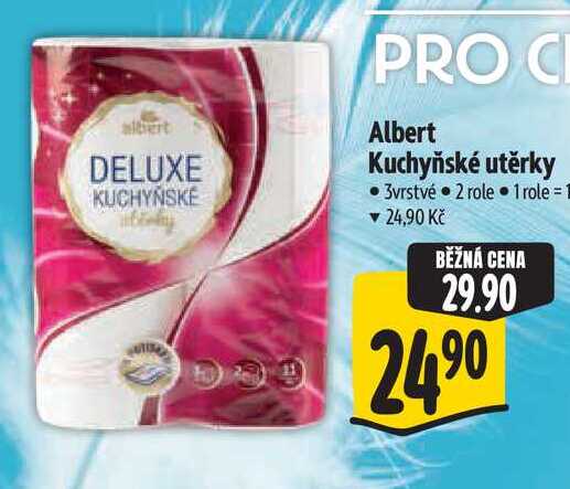 Albert Kuchyňské utěrky  3vrstvé 2 role Albert