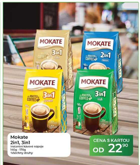 Mokate 2in1, 3in1 instantní kávové nápoje 140g 170g