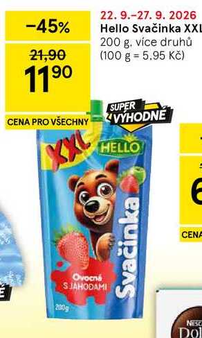 Hello Svačinka XXL, 200 g, více druhů Tesco