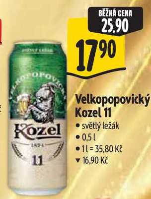 Velkopopovický Kozel 11, světlý ležák 0,51
