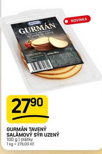 GURMÁN TAVENÝ SALÁMOVÝ SÝR UZENÝ 100 g | plátky